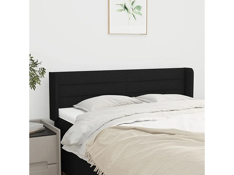 Mueble cabecero | Cabezal de cama | Cabecero de tela negro 147x16x78/88 cm