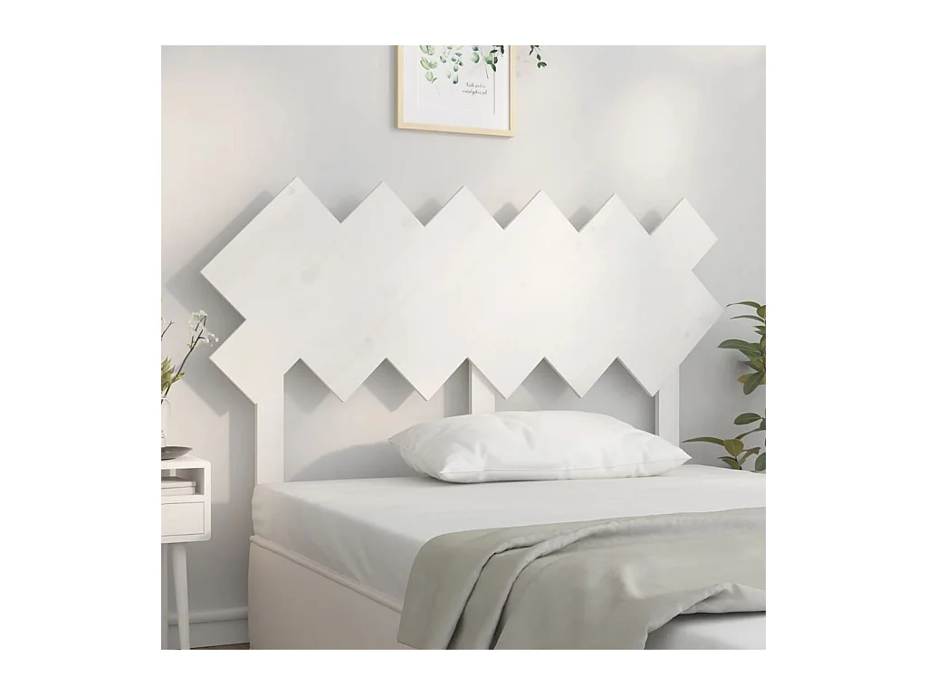 Tête de Lit | Panneau de tête pour lit Moderne Blanc 132x3x81 cm Bois massif de pin