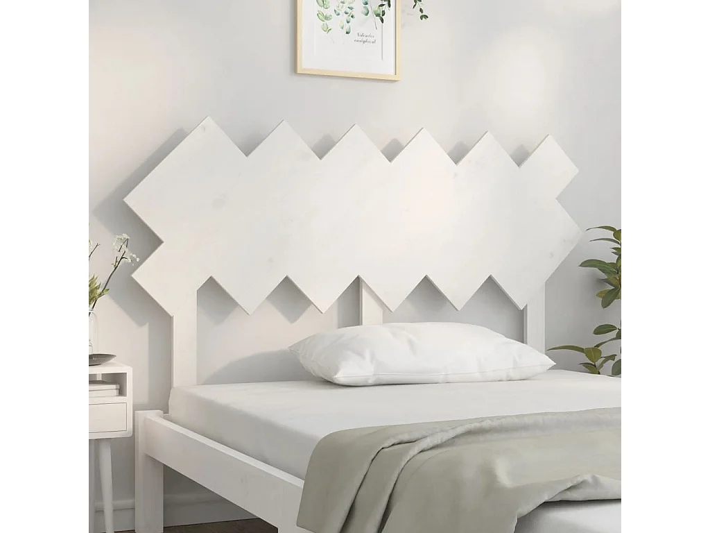 Tête de Lit | Panneau de tête pour lit Moderne Blanc 132x3x81 cm Bois massif de pin