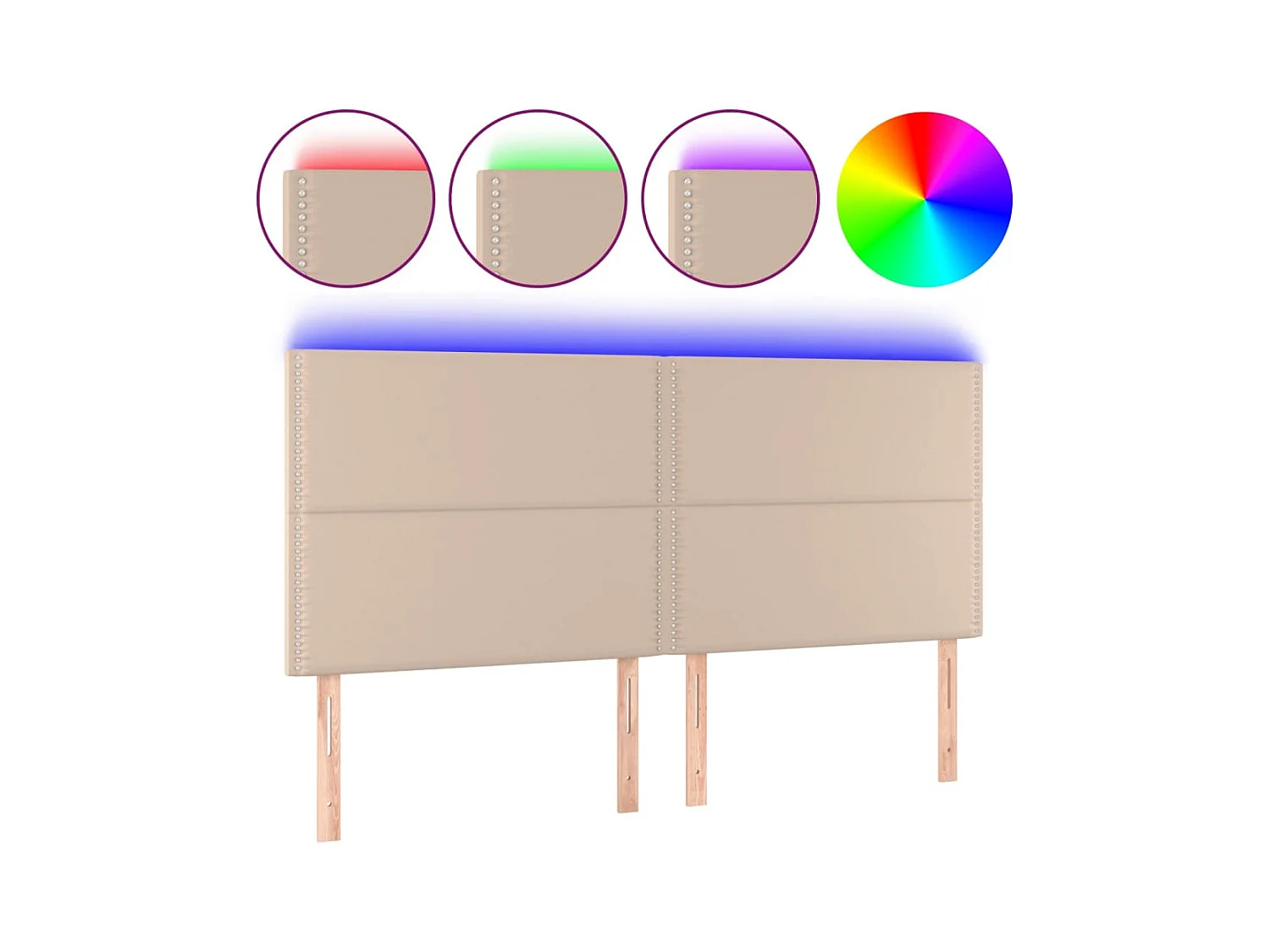Tête de Lit | Panneau de tête pour lit Moderne à LED Cappuccino 180x5x118/128 cm Similicuir
