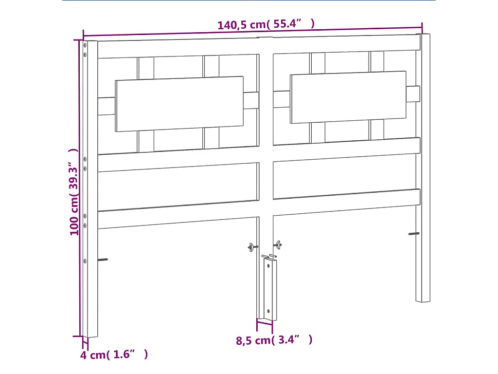 Cabecero de Cama | Cabezal de cama | Mueble de cabecero madera maciza de pino marrón cera 135 cm