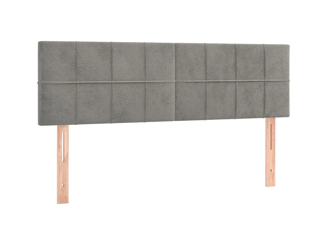 Cabecero | Cabezal de Cama | Mueble cabecero con LED de terciopelo gris claro 144x5x78/88 cm