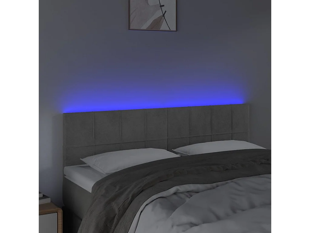 Hoofdbord | Hoofdeinde LED 144x5x78/88 cm fluweel lichtgrijs