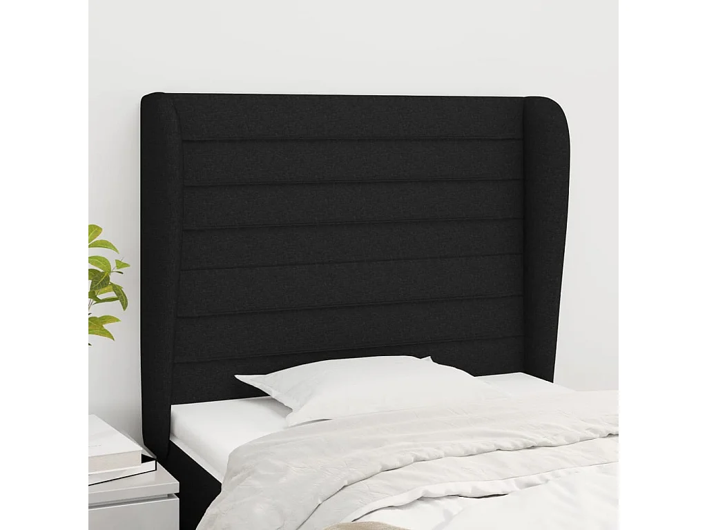 Hoofdbord | Hoofdeinde met randen 103x23x118/128 cm stof zwart