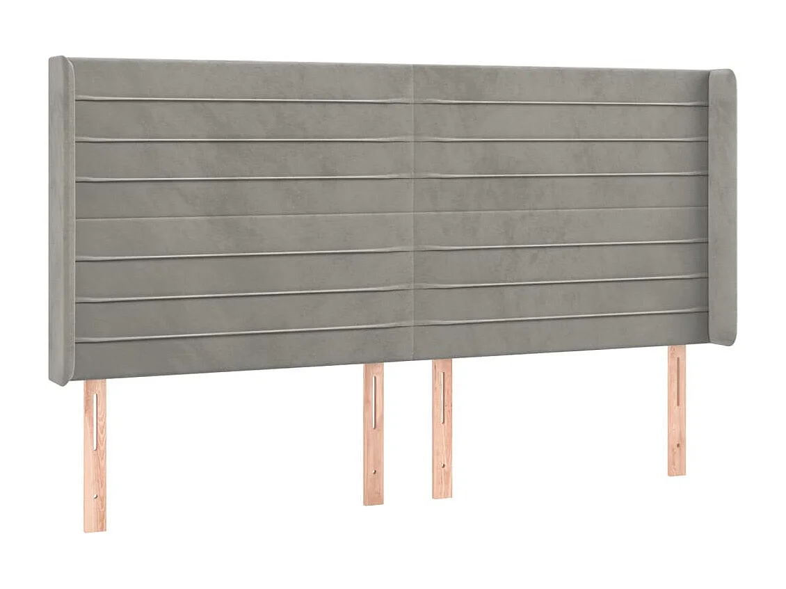 Hoofdbord | Hoofdeinde met randen 203x16x118/128 cm fluweel lichtgrijs