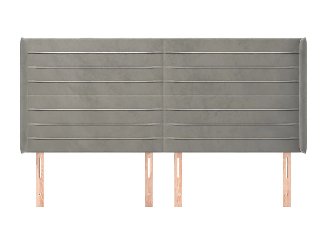 Hoofdbord | Hoofdeinde met randen 203x16x118/128 cm fluweel lichtgrijs