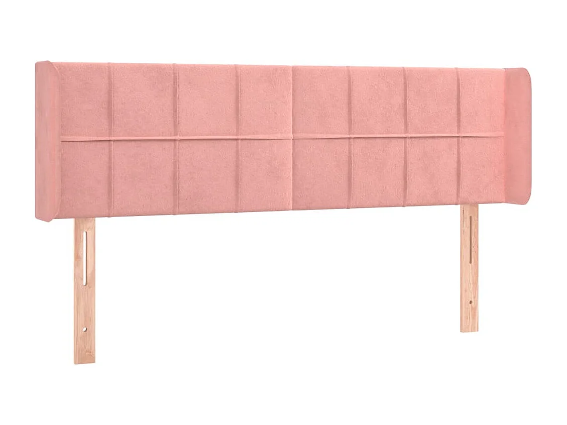 Tête de Lit | Panneau de tête pour lit Moderne à LED Rose 147x16x78/88 cm Velours