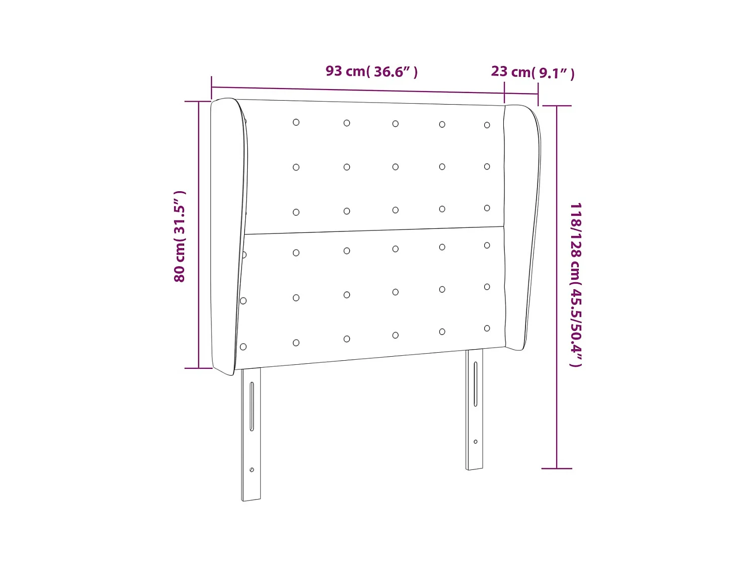 Cabecero | Cabezal de Cama | Mueble cabecero con orejas de tela gris taupe 93x23x118/128 cm