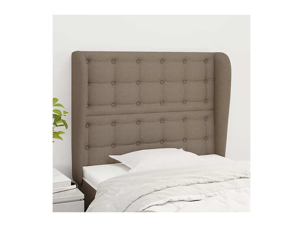 Tête de Lit | Panneau de tête pour lit Moderne avec oreilles Taupe 93x23x118/128 cm Tissu