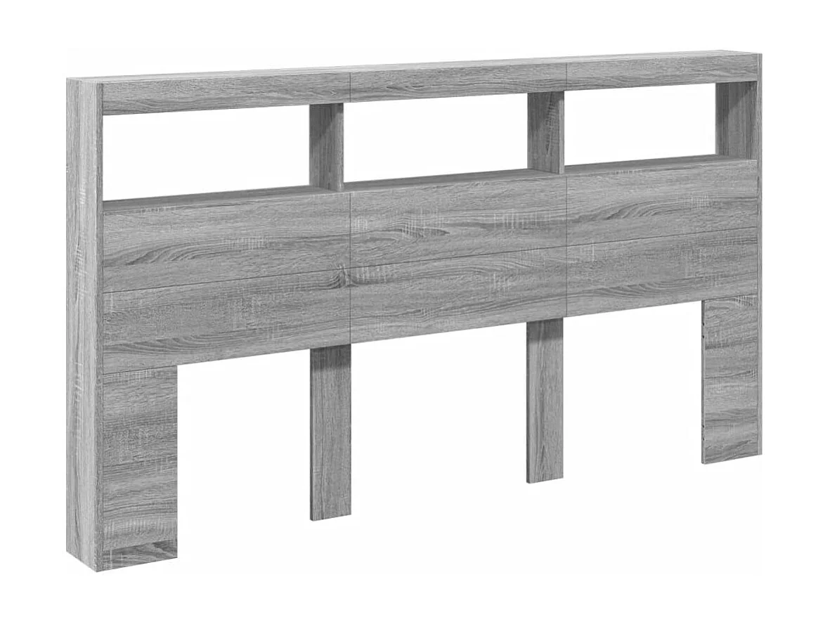 Tête de Lit avec rangement | Armoire de tête de lit avec LED sonoma gris 180x17x102 cm