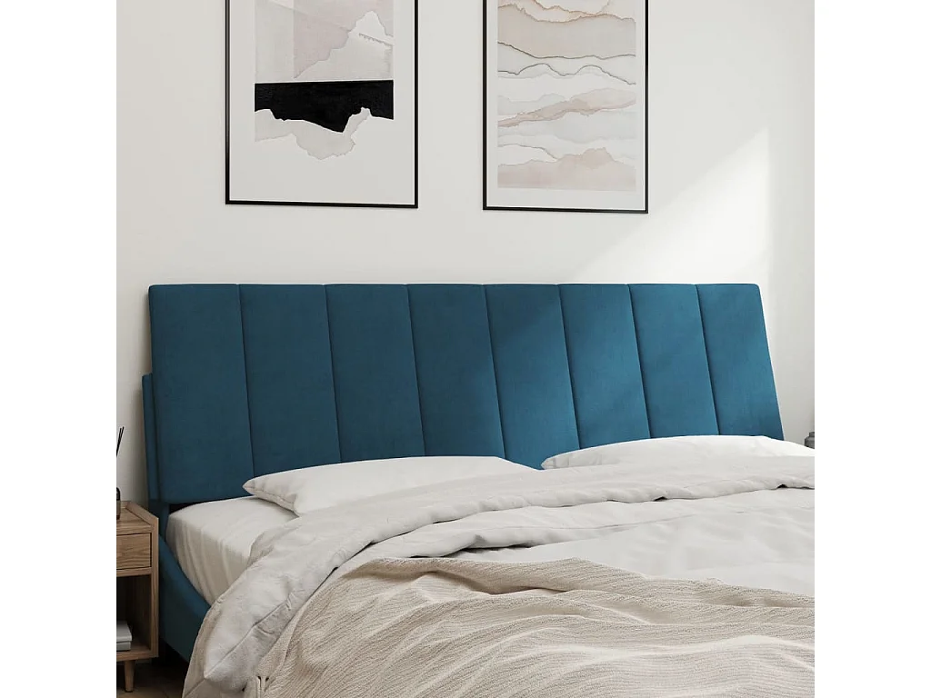 Tête de lit | Coussin de tête de lit | Tête de lit décoratif bleu 160 cm velours
