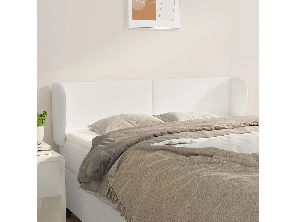Tête de Lit | Panneau de tête pour lit Moderne avec oreilles Blanc 147x23x78/88 cm Similicuir