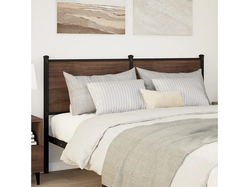 Tête de Lit | Panneau de tête pour lit Moderne chêne marron 140 cm bois d'ingénierie et acier