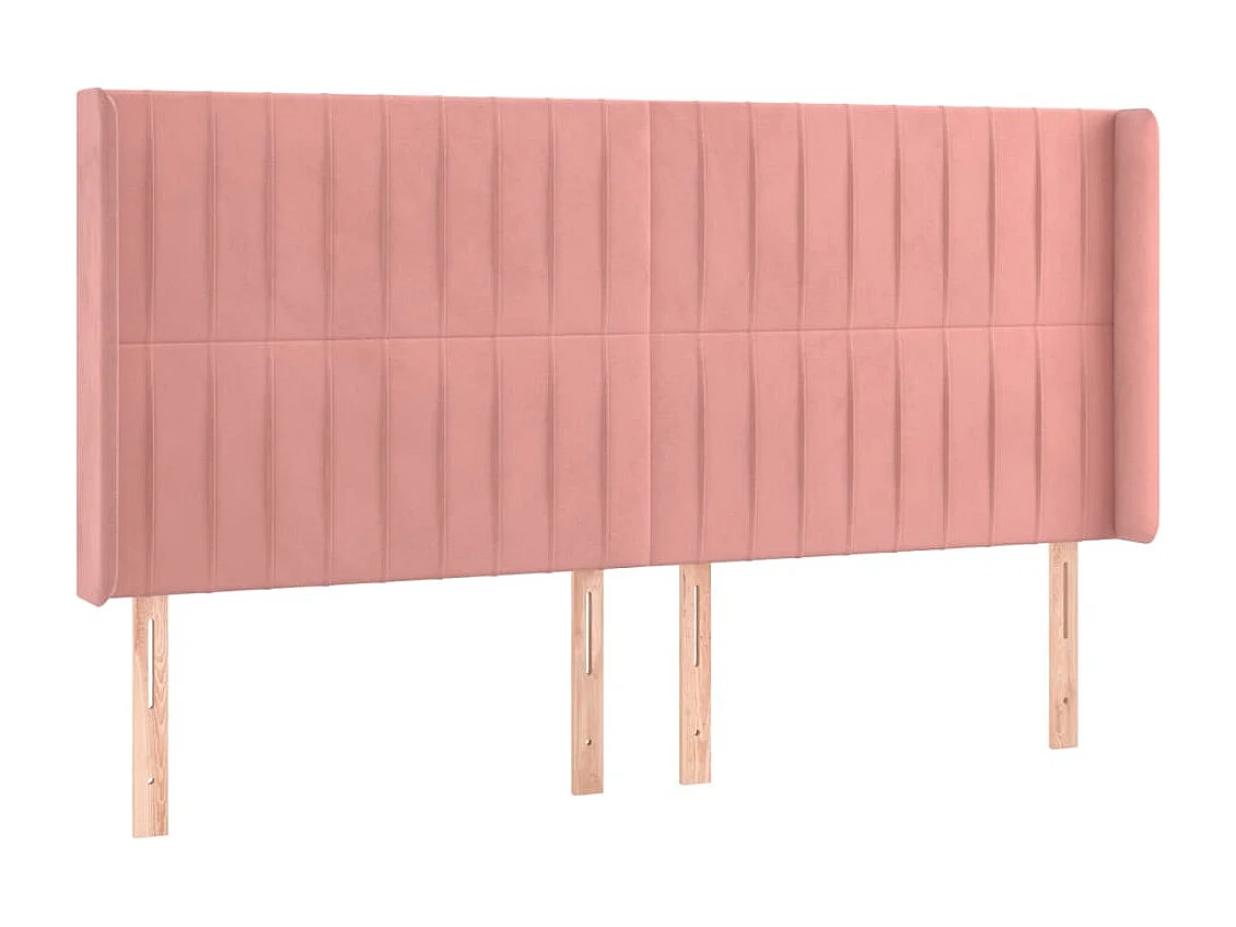 Tête de Lit | Panneau de tête pour lit Moderne à LED Rose 203x16x118/128 cm Velours