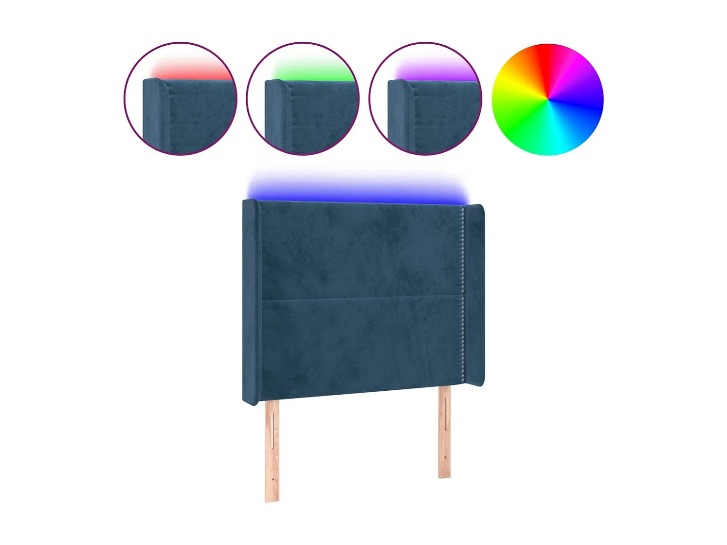 Tête de Lit | Panneau de tête pour lit Moderne à LED Bleu foncé 103x16x118/128 cm Velours