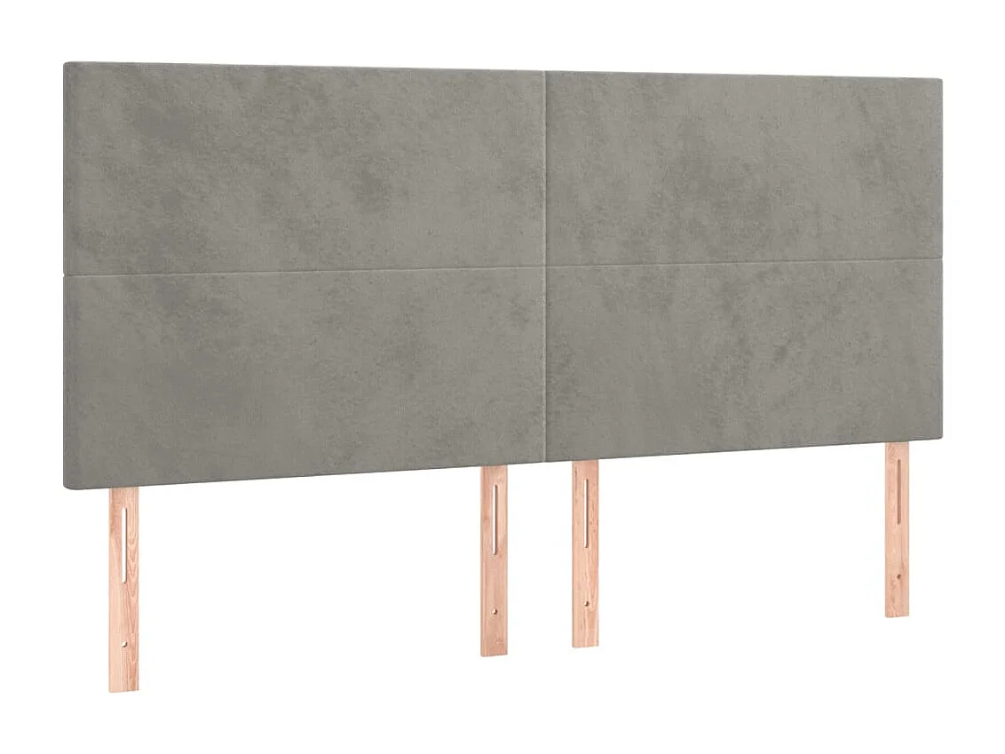 Hoofdbord | Hoofdeinde LED 200x5x118/128 cm fluweel lichtgrijs