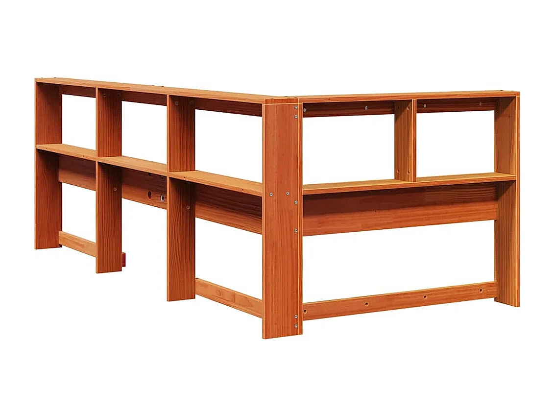 Cabecero cama | Cabezal de cama | Mueble de cabecero estantería forma L marrón encerado 80 cm