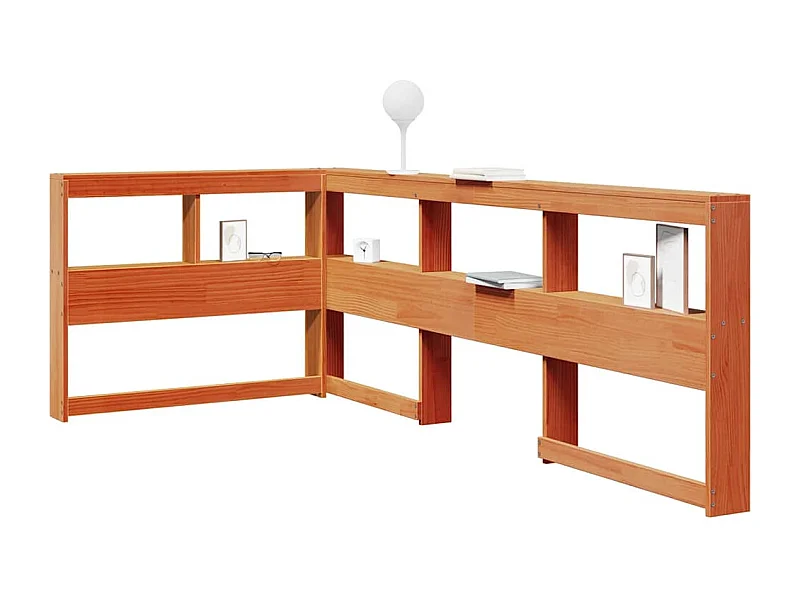 Cabecero cama | Cabezal de cama | Mueble de cabecero estantería forma L marrón encerado 80 cm