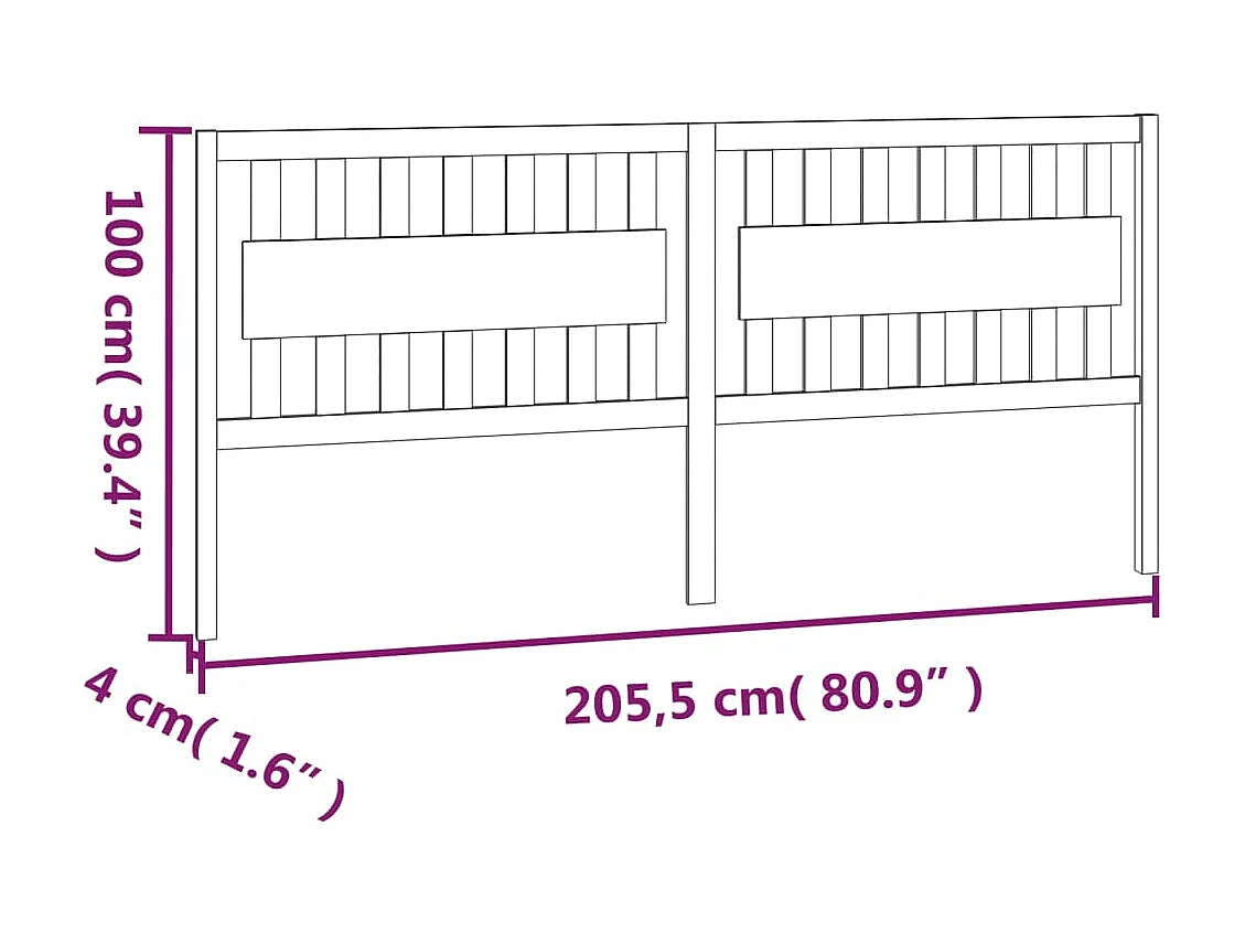 Tête de Lit | Panneau de tête pour lit Moderne Blanc 205,5x4x100 cm Bois massif de pin