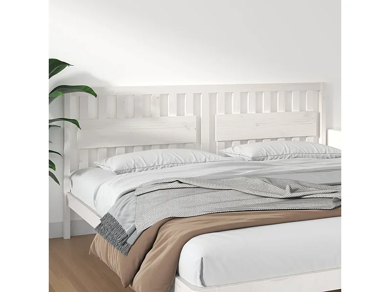 Tête de Lit | Panneau de tête pour lit Moderne Blanc 205,5x4x100 cm Bois massif de pin