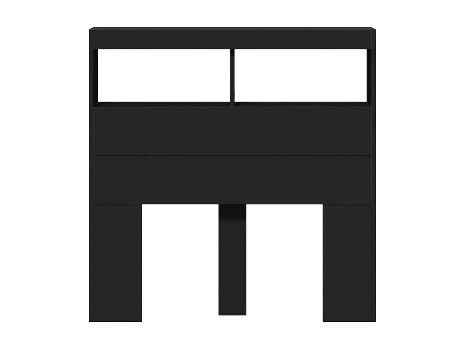 Cabecero de Cama | Cabezal de cama | Mueble de cabecero con LED negro 100x17x102 cm