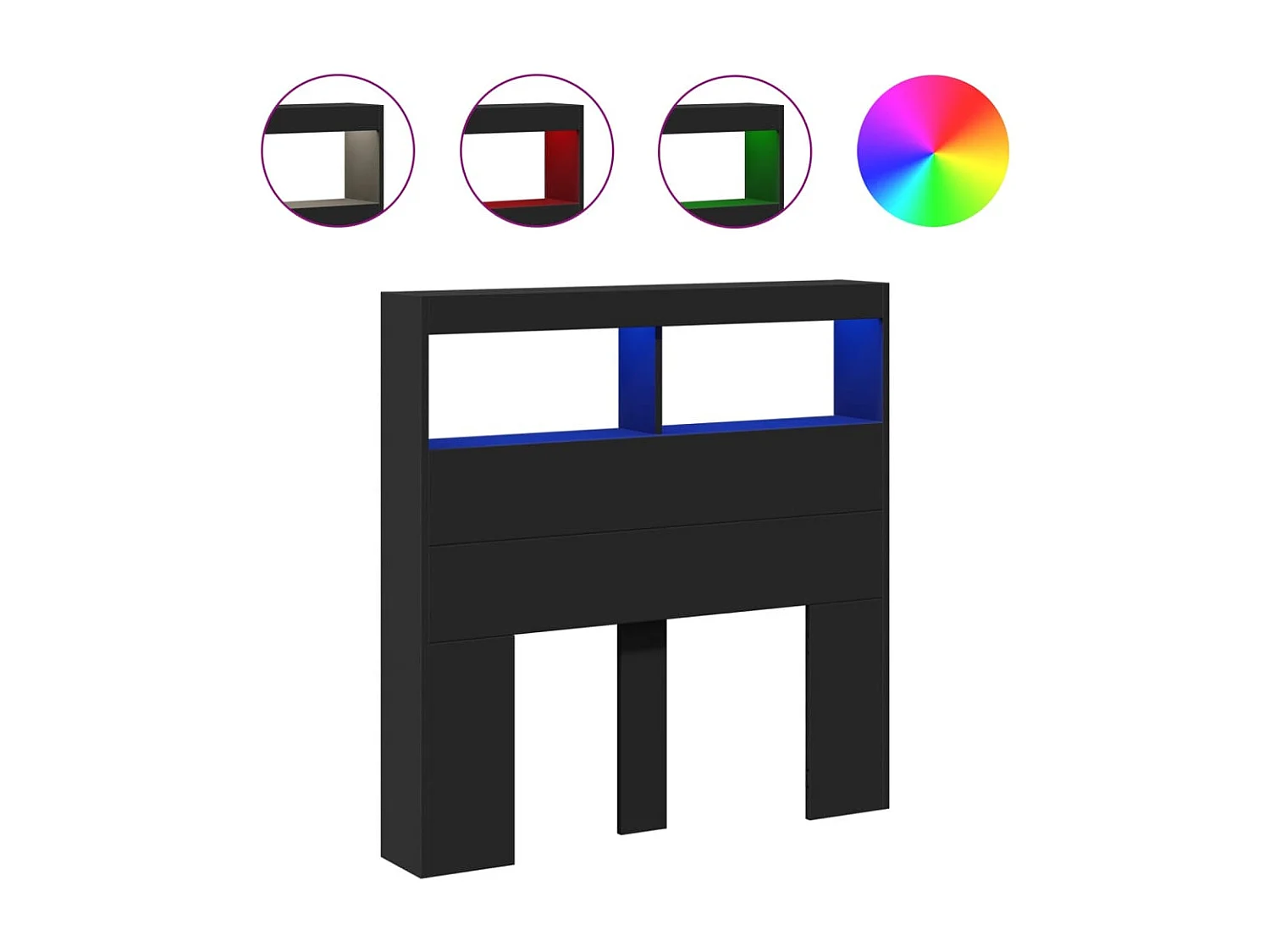 Cabecero de Cama | Cabezal de cama | Mueble de cabecero con LED negro 100x17x102 cm