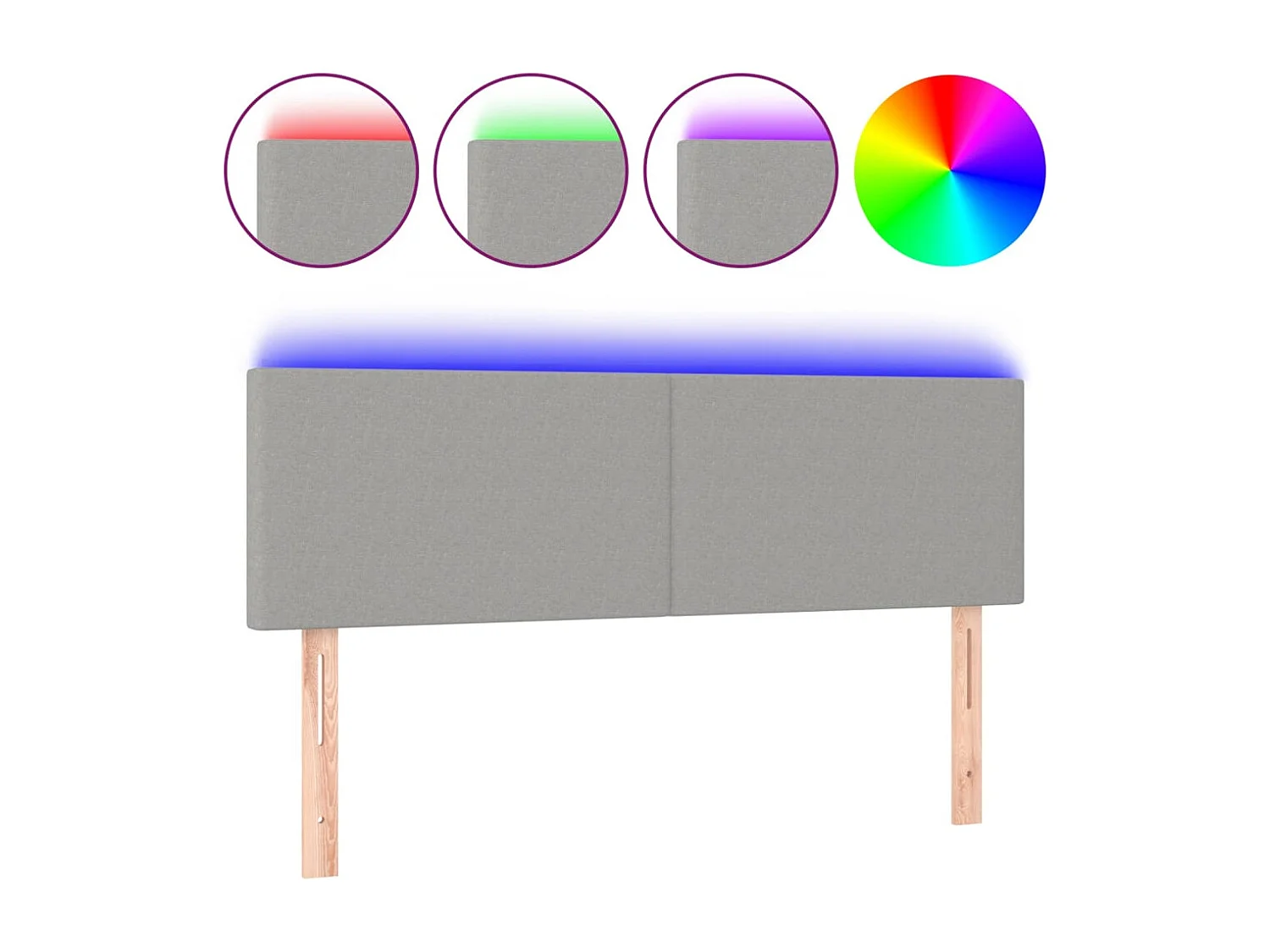 Hoofdbord | Hoofdeinde LED 144x5x78/88 cm stof lichtgrijs