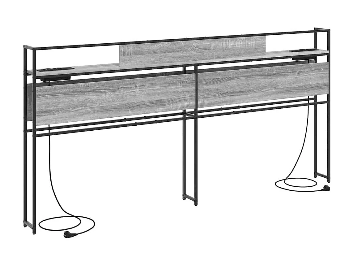 Mueble cabecero con almacenamiento | Cabecera de almacenamiento con estante Gris sonoma 180 cm