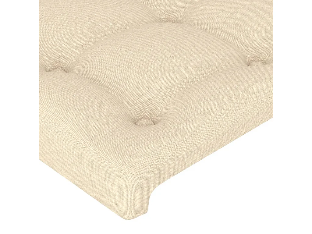 Cabecero | Cabezal de Cama | Mueble cabecero con orejas de tela color crema 163x16x118/128 cm