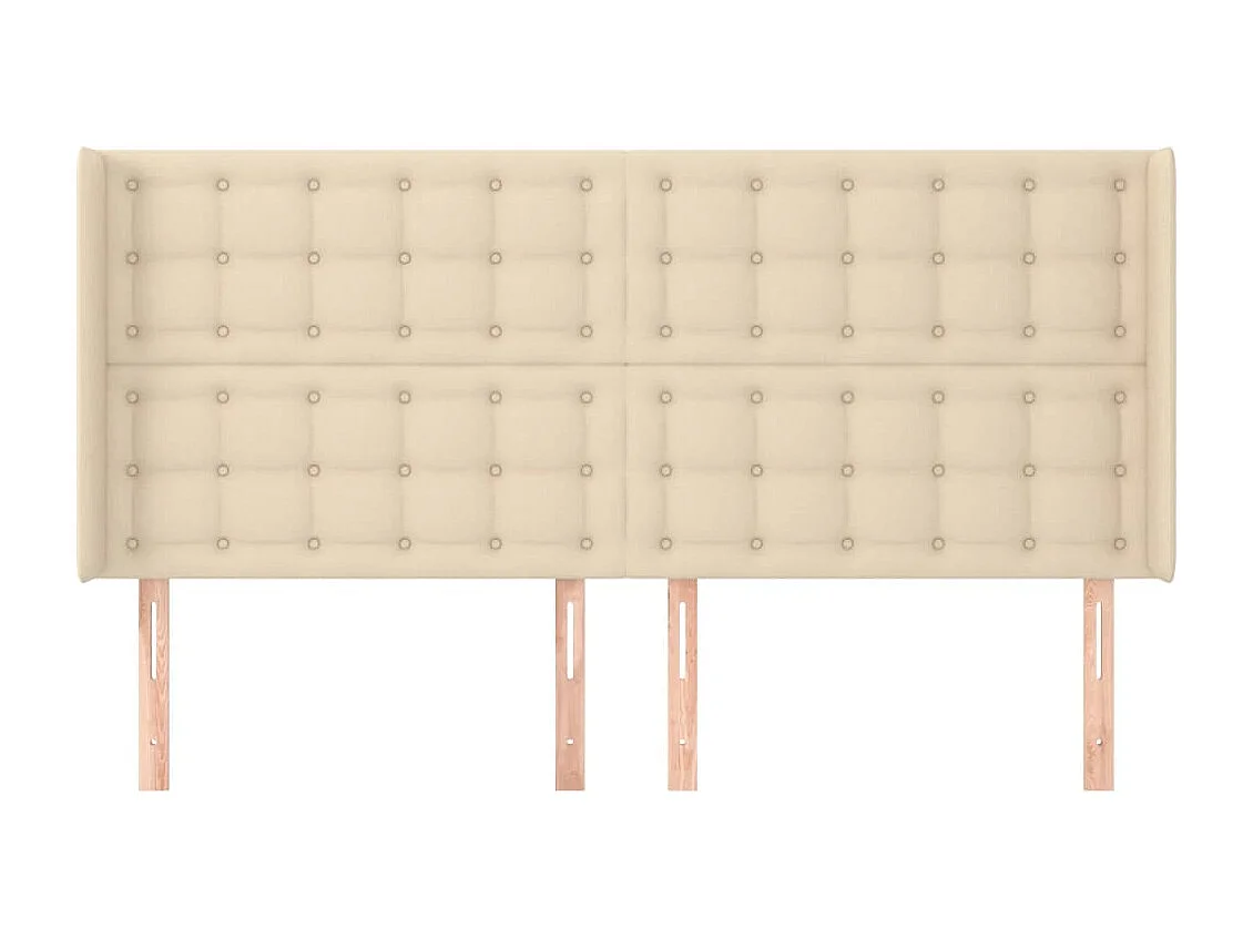 Cabecero | Cabezal de Cama | Mueble cabecero con orejas de tela color crema 163x16x118/128 cm