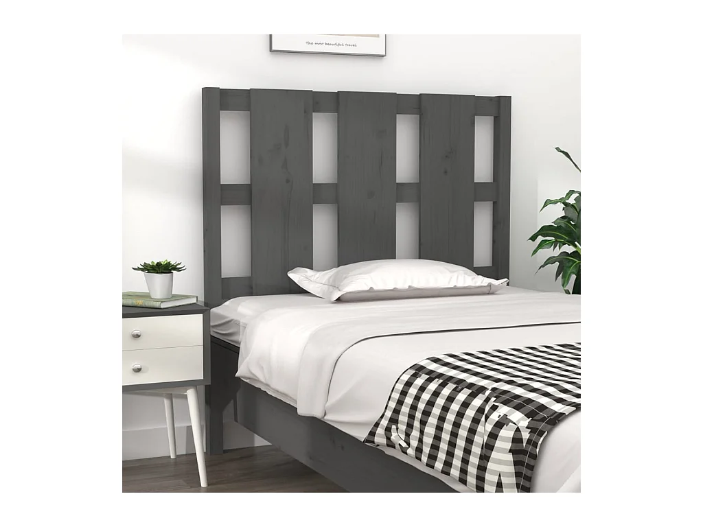 Cabecero de Cama | Cabezal de cama | Mueble de cabecero madera maciza de pino gris 95,5x4x100 cm