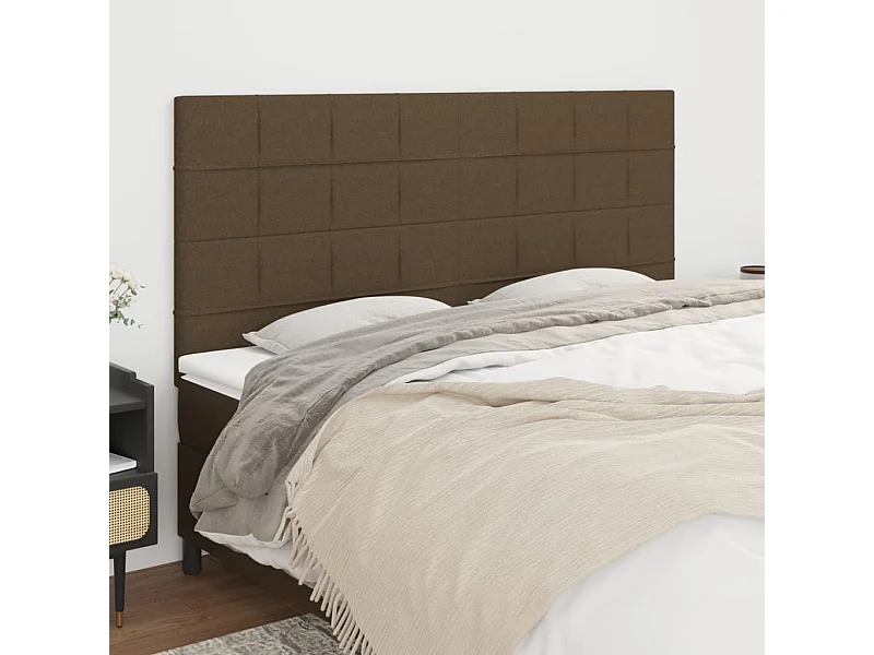 Têtes de lit | Panneaux de tête pour lit Moderne 4 pcs Marron Foncé 90x5x78/88 cm Tissu