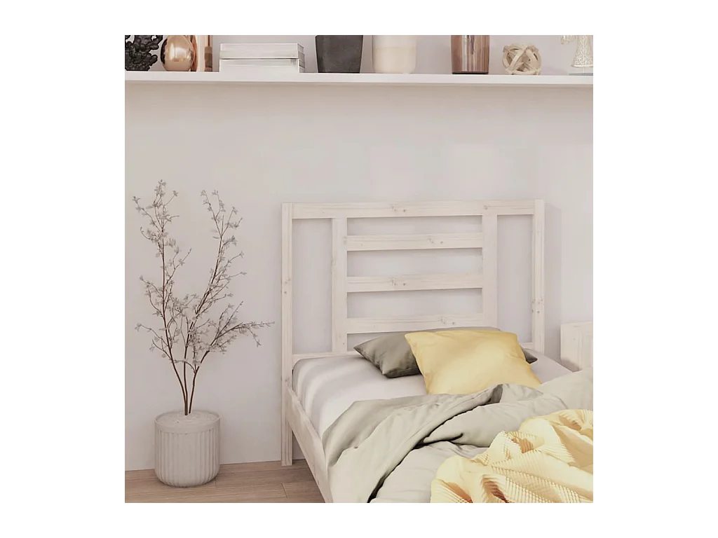Tête de Lit | Panneau de tête pour lit Moderne Blanc 96x4x100 cm Bois massif de pin
