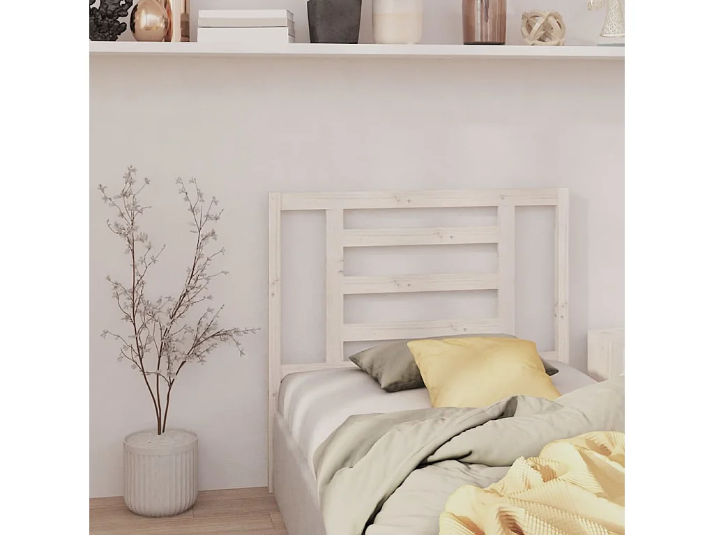 Tête de Lit | Panneau de tête pour lit Moderne Blanc 96x4x100 cm Bois massif de pin