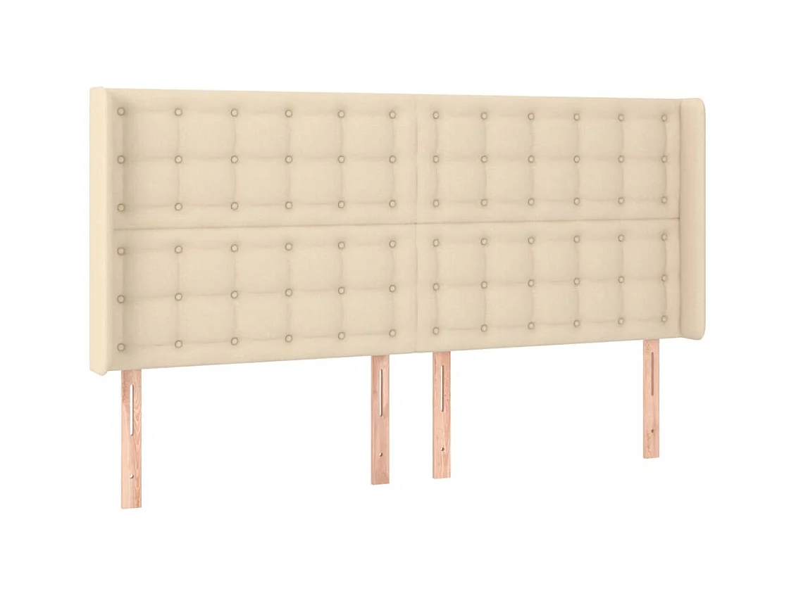 Mueble cabecero | Cabezal de cama | Cabecero con LED de tela color crema 183x16x118/128 cm