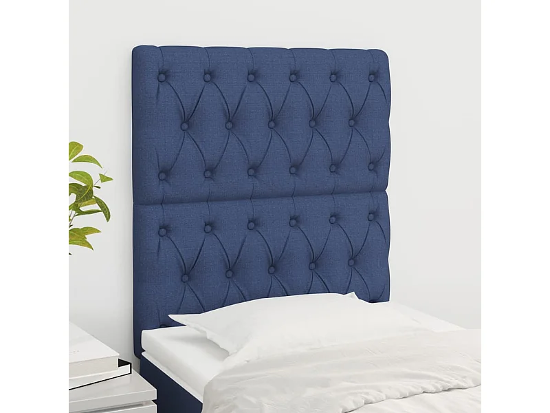 Têtes de lit | Panneaux de tête pour lit Moderne 2 pcs Bleu 80x7x78/88 cm Tissu