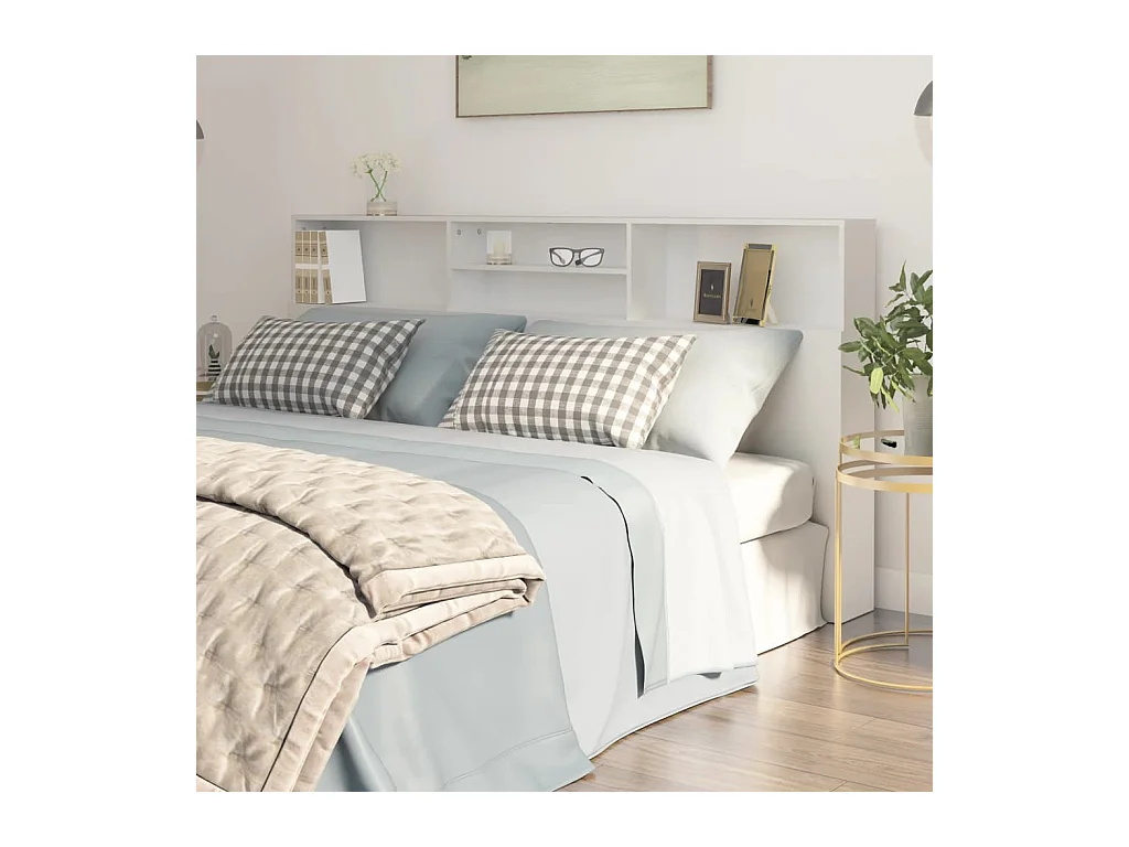 Cabecero de Cama | Cabezal de Cama | Mueble cabecero blanco 200x19x103,5 cm