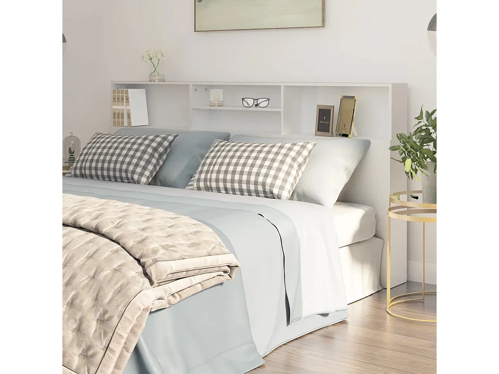 Tête de Lit avec rangement | Armoire de tête de lit Blanc 200x19x103,5 cm