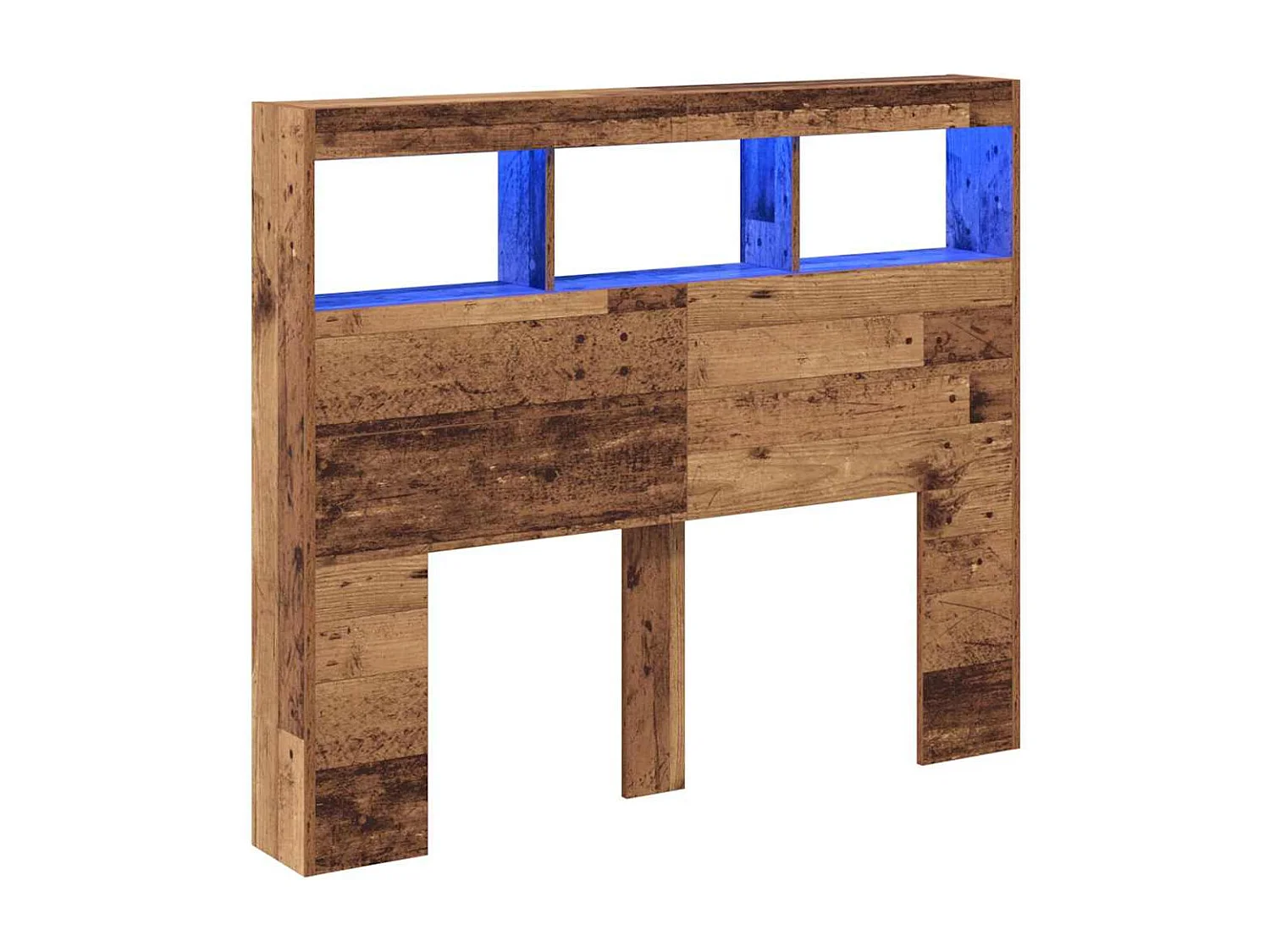 Cabinet de Tête de Lit | Commode de tête de lit avec LED Bois ancien 120 x 17 x 102 cm
