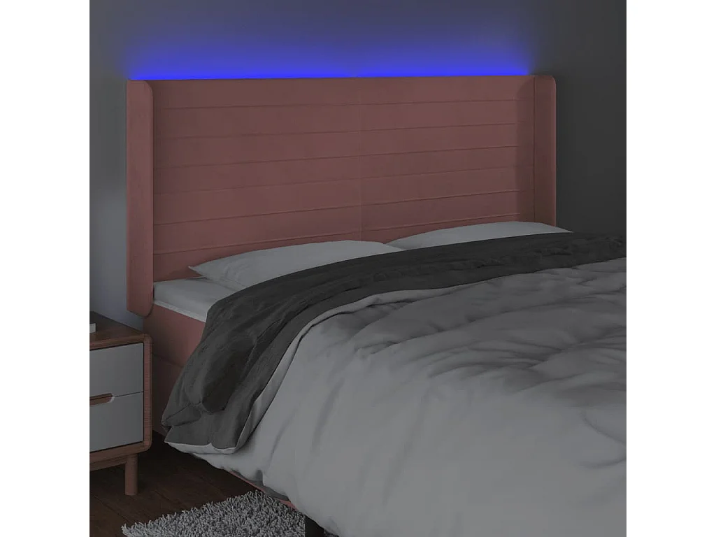 Hoofdbord | Hoofdeinde LED 183x16x118/128 cm fluweel roze