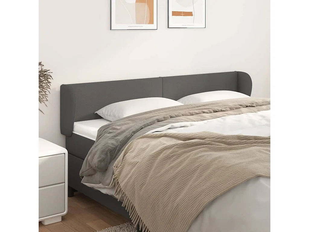 Mueble cabecero | Cabezal de cama | Cabecero de cuero sintético gris 183x23x78/88 cm