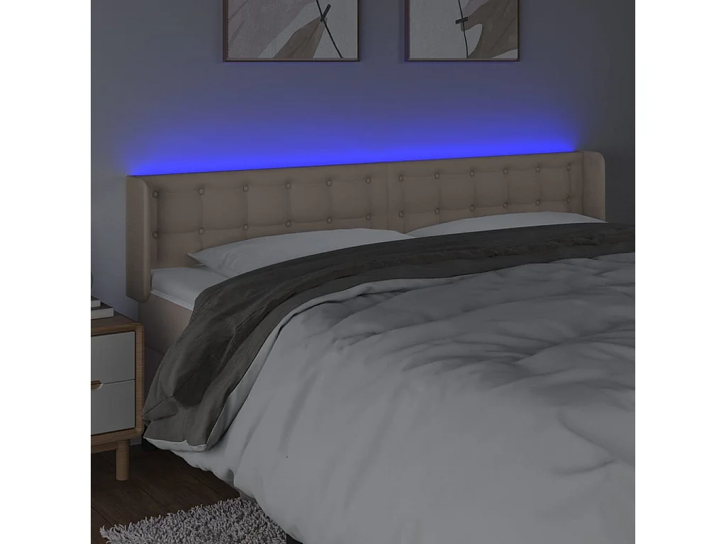 Hoofdbord | Hoofdeinde LED 203x16x78/88 cm kunstleer cappuccinokleurig