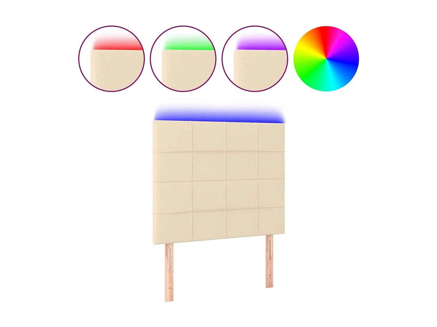 Tête de Lit | Panneau de tête pour lit Moderne à LED Crème 90x5x118/128 cm Tissu