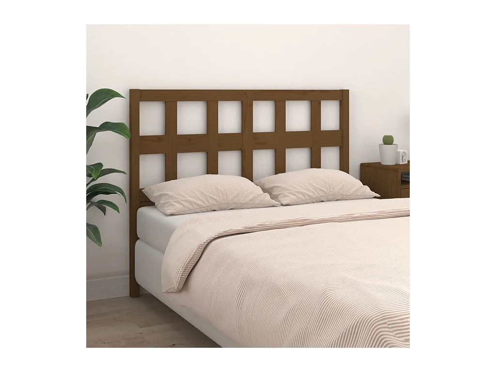 Cabecero de Cama | Cabezal de cama | Mueble de cabecero madera maciza pino marrón miel 125,5x4x100 cm