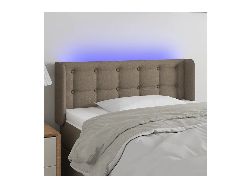 Mueble cabecero | Cabezal de cama | Cabecero con LED de tela gris taupe 103x16x78/88 cm