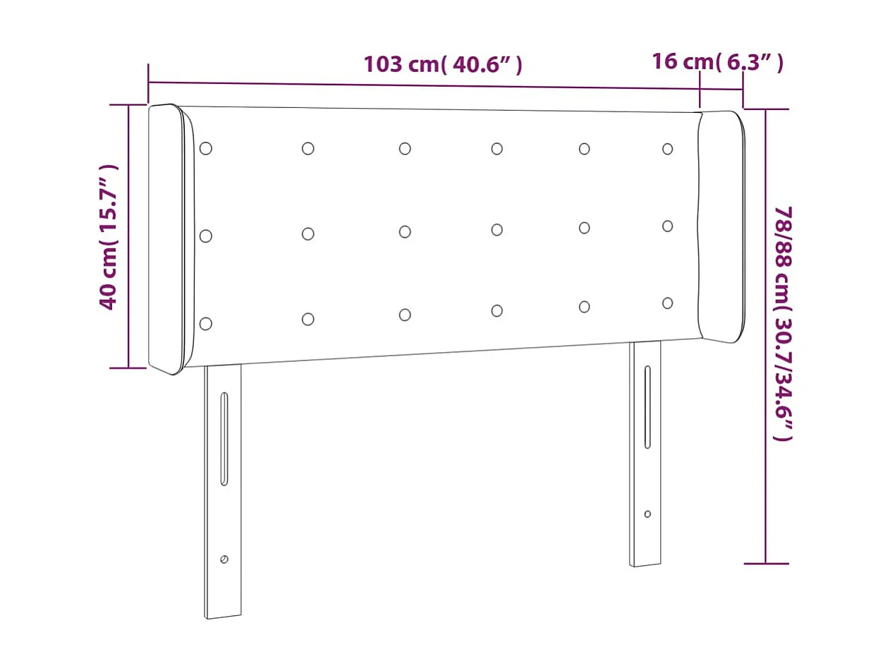 Tête de Lit | Panneau de tête pour lit Moderne à LED Taupe 103x16x78/88 cm Tissu
