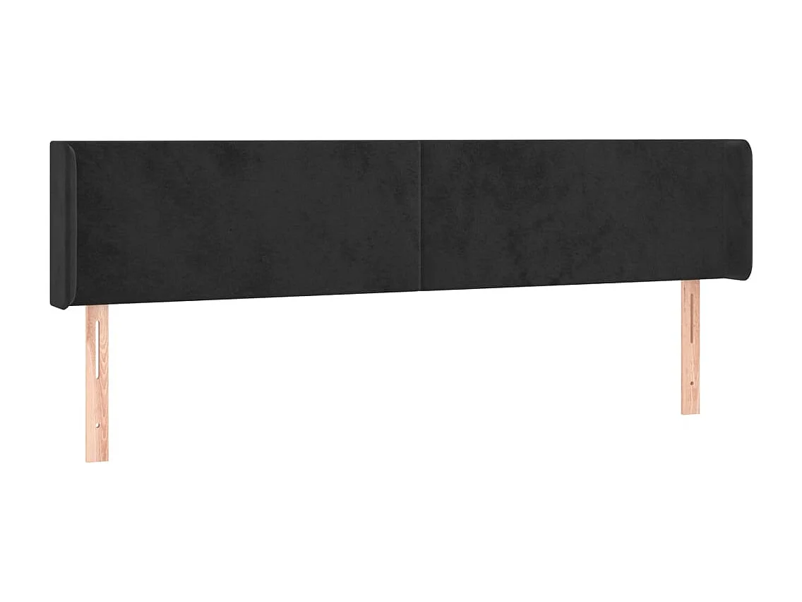 Tête de Lit | Panneau de tête pour lit Moderne avec oreilles Noir 183x16x78/88 cm Velours