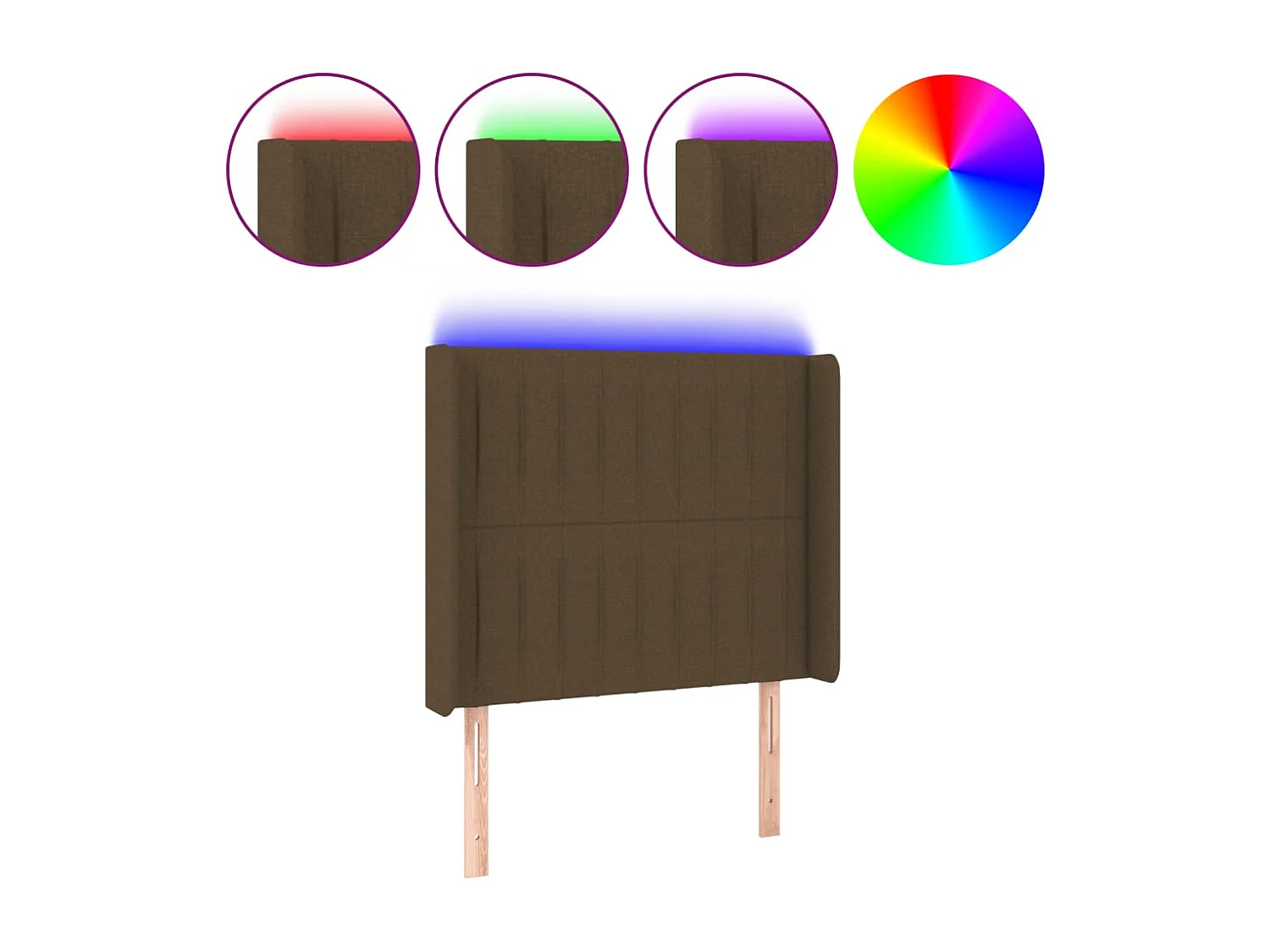 Hoofdbord | Hoofdeinde LED 93x16x118/128 cm stof donkerbruin