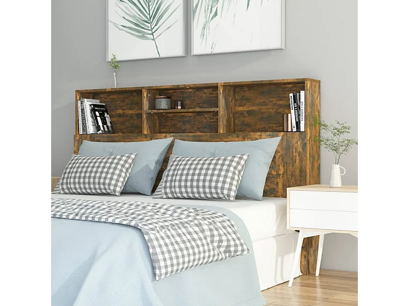 Tête de Lit avec rangement | Armoire de tête de lit Chêne fumé 160x19x103,5 cm