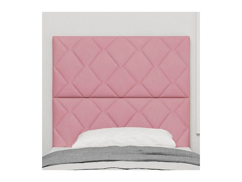 Mueble cabecero | Cabecero | Cabezal de cama Montaje en la pared Geométrico Rosa 100 cm Terciopelo